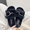 Mao Mao slippers women wear Internet celebrities super fire 2025 autumn and winter new versatile flat-bottomed fairy one-word cotton drag tide