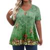 Womens Plus Size Tops Shorts Sleeve Shirts V Neck Casual Clothing Clothes Printed Tops