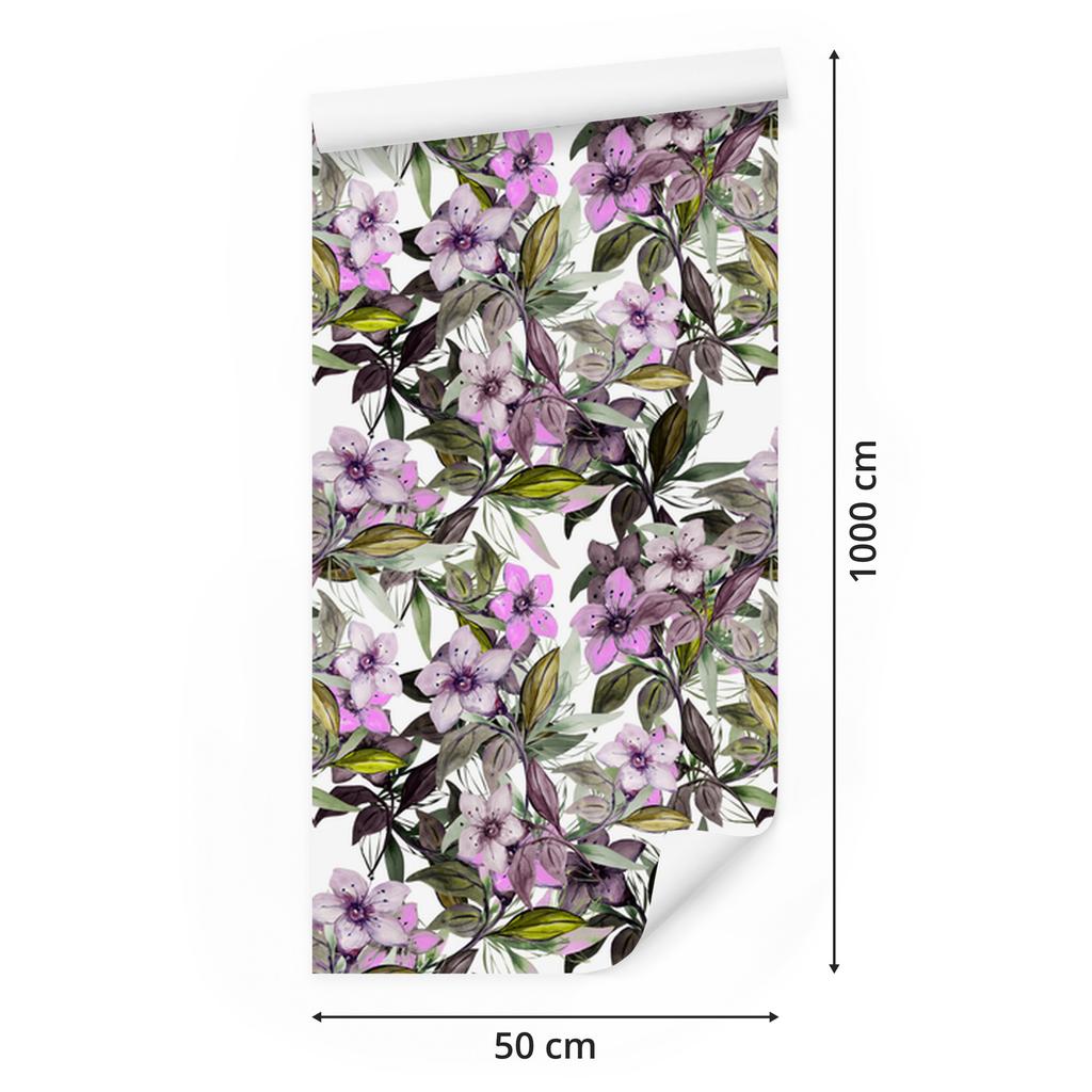 Watercolor Flowers Wallpaper for Living Room and Bedroom 50x1000