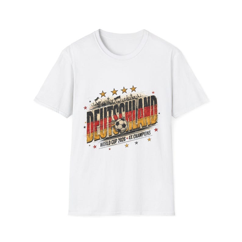 Deutschland Soccer Vintage Retro T-Shirt | German Flag Colors, 4x World Cup Stars 4XL