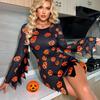 Dunkles Kürbis-Print Sexy Halloween Cosplay Kleid