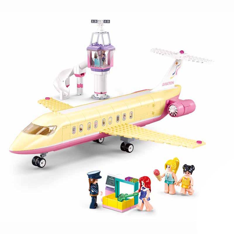 Xiao Luban Pink Dream Holiday Airplane Building Blocks for Girls - Festival Gift Toy Assembly
