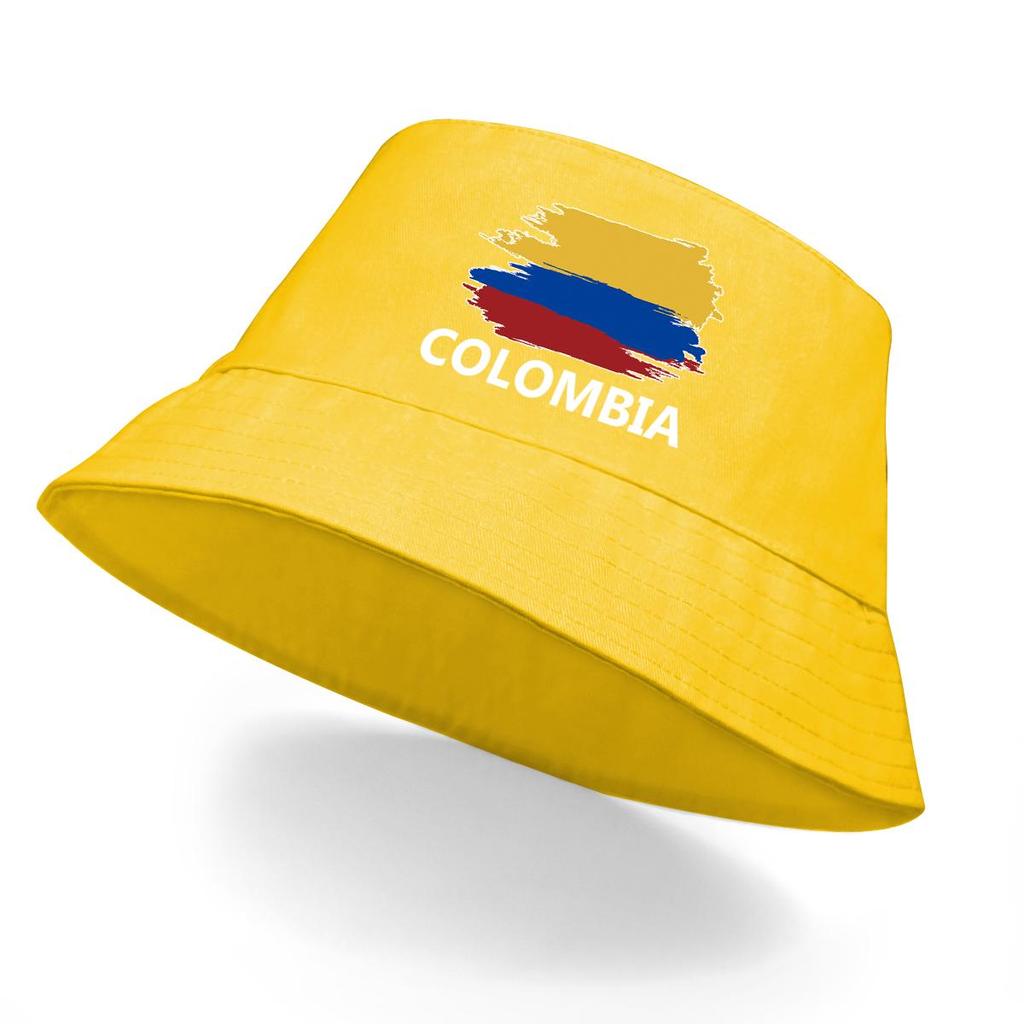 Colombia Flag Print Bucket Hat , Patriotic Men's Cap Hip Hop Polyester Summer Basin Hat
