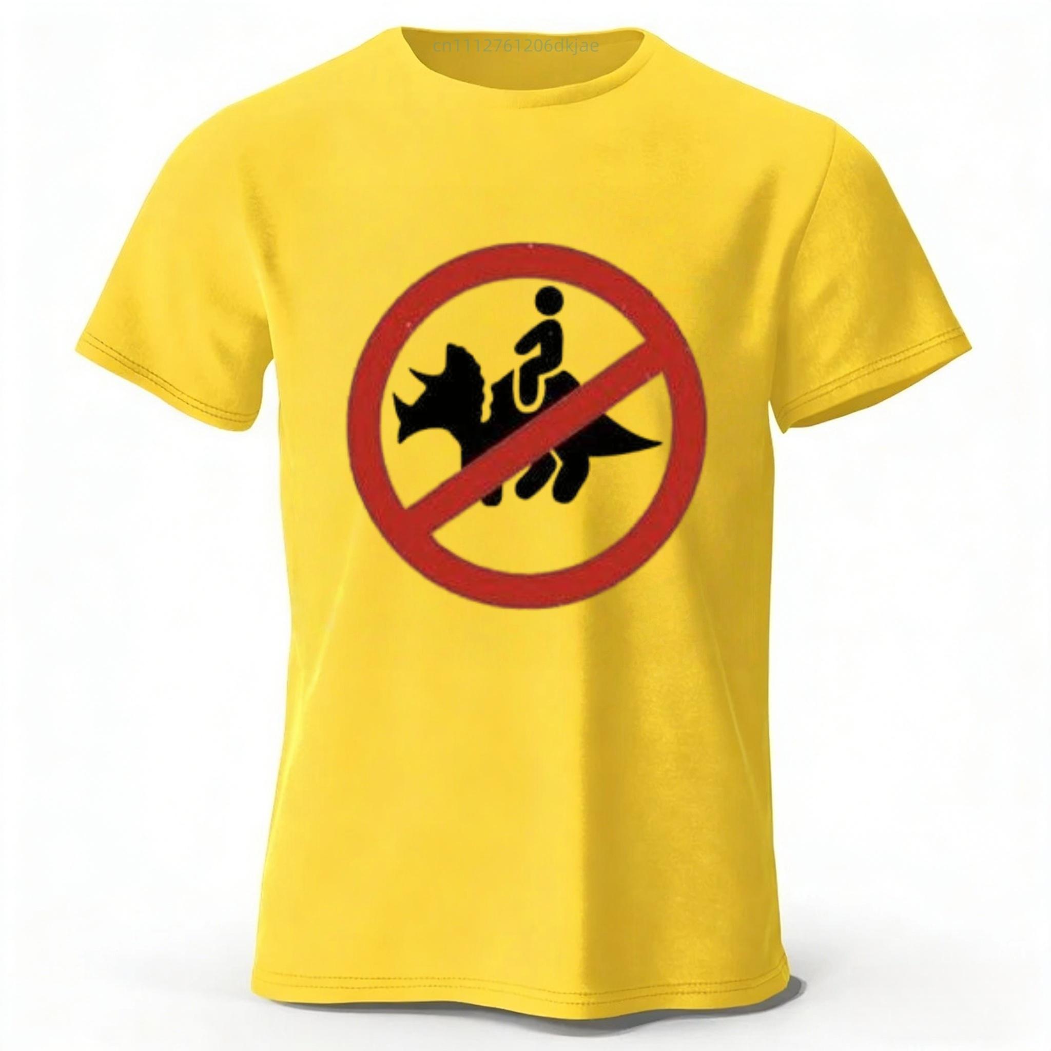 

Prohibit Riding Dinosaurs Humorous Style Cotton Short Sleeved Men s Summer Street Loose and Fashionable Casual T-shirt M жёлтый