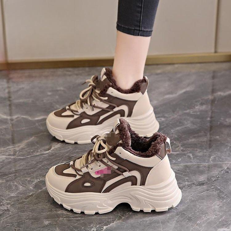 Warm Cotton Shoes, Women's Shoes, Anti-slip Snow Boots, Thick-soled Height-increasing Sports Dad Shoes