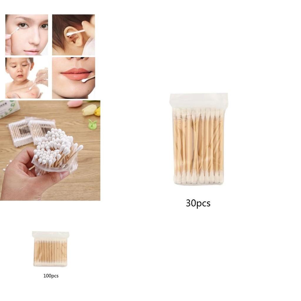 Eco-friendly 30/100 Disposable Ultra-small Cotton Swab Lint Free Micro Brushes For Effective Cleaning