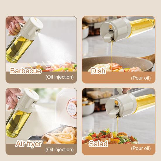 Pulverizator de ulei de măsline, 550 ml, sticlă 2-în-1, cu control inteligent al capacului, sticla cu pulverizare din sticlă, instrument de bucătărie pentru gătit salate la grătar