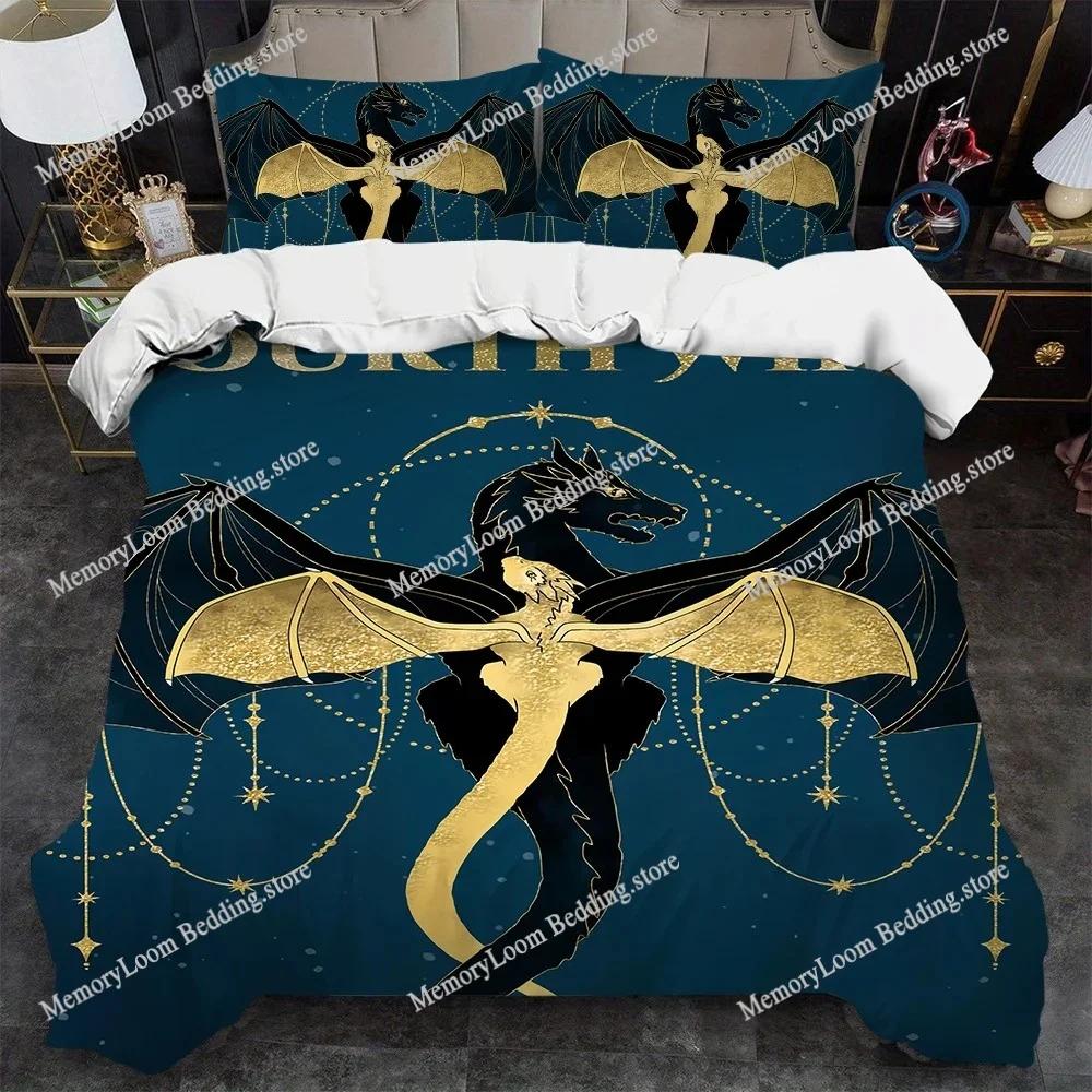 Fantasy Novels F-Fourth-Wings Duvet Cover Set Home Style Bedding Soft Laundry Cotton Bed Student Dormitory Gift Home Textile9639