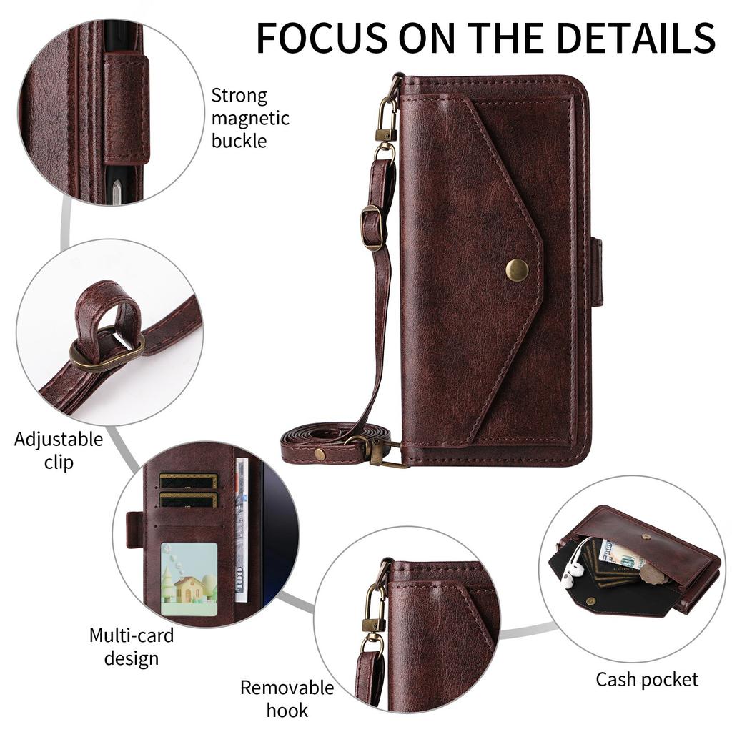 Dla Honor 400 5G (Światowy) Skórzane etui z magnetycznym zamknięciem, portfel, podstawka, pokrowiec na telefon ze smyczą crossbody