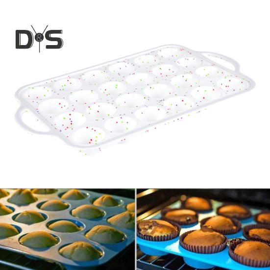Silicone Cake Mold Non-Stick 24 Cupcake Pan BPA Free Muffin Tray Oven Safe Cupcake Baking Pan Easy Release Kitchen Gadget