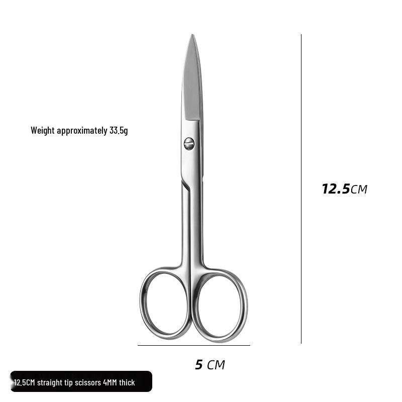 420 Stainless Steel Multi-Purpose Scissors: Large Curved, Straight, Round Tip for Surgical, Beauty, Nose Hair, Eyelid, and Teaching Use.