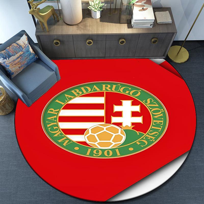 Hungarian Football Emblem Round Rug for Livingroom,Bedroom, Palyroom, Chair Rug, Area Rug, Circle Carpet, Fan Christmas Gift