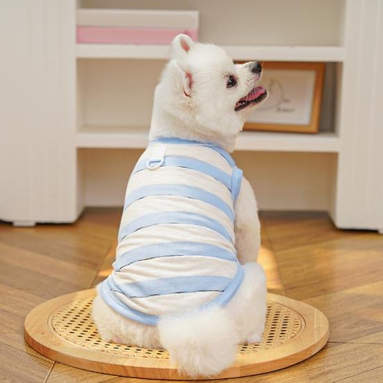 Pet Vest Striped Contrasting Color Soft Breathable Dog Harness with Traction Ring Stretchy Fit Machine Washable Small Medium Large Pet Vest