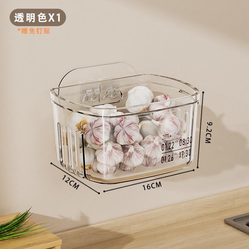 

Кухонная корзина для хранения Настенная полка Стойка для хранения имбиря и чеснока Настенная подвесная Настенный ящик для хранения Корзина для хранения лука, имбиря и чеснока прозрачный