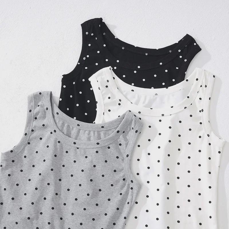 Jin Yin 3-Color Slimming Polka Dot Tank Top - Fashionable, Stretchy, Spicy Girl Style for Summer 2024