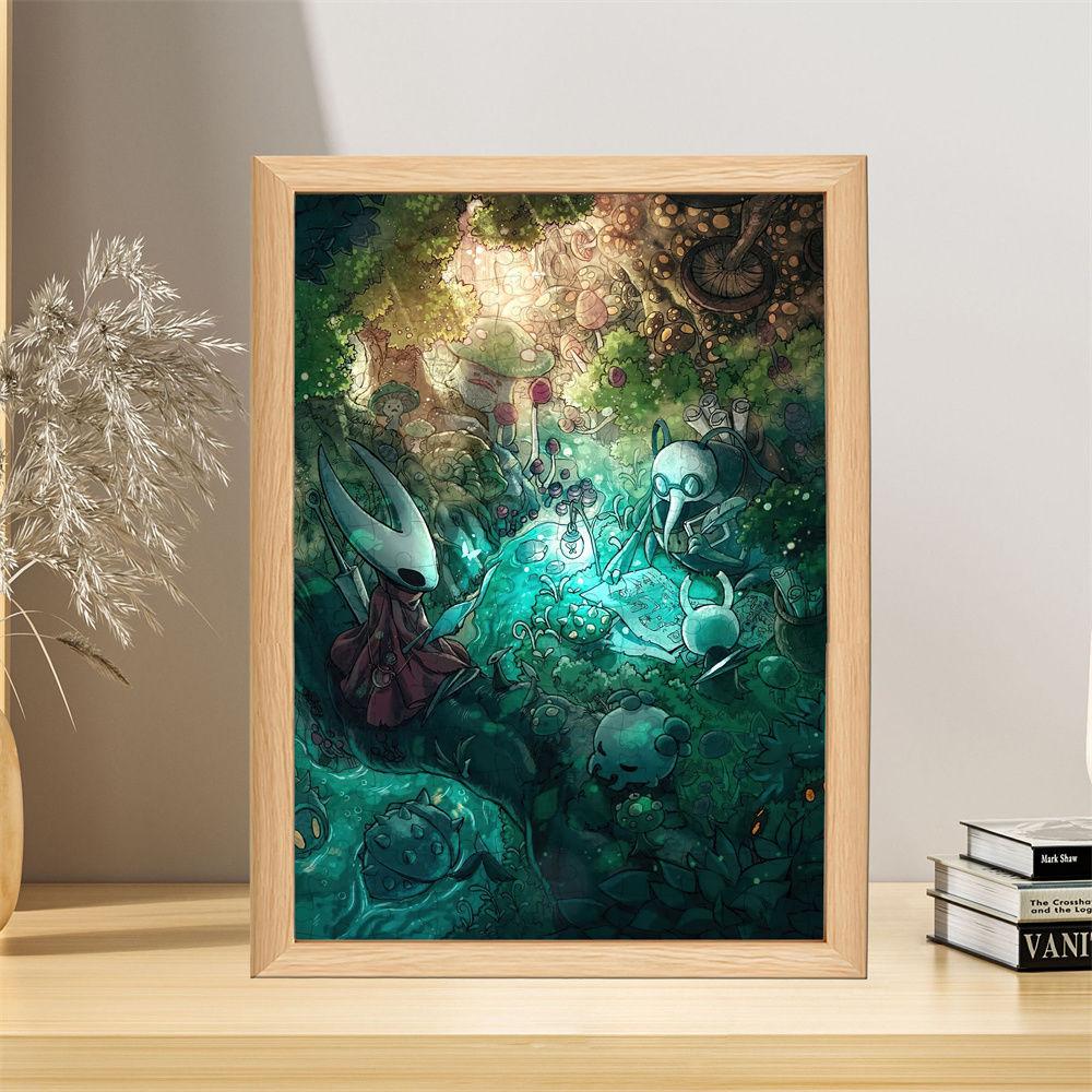 Hollow Knight Puzzle mit Rahmen – 50-teiliges Cartoon-Spielpuzzle, Zubehör, Geschenk für Freunde und Fans, 10 x 15 cm