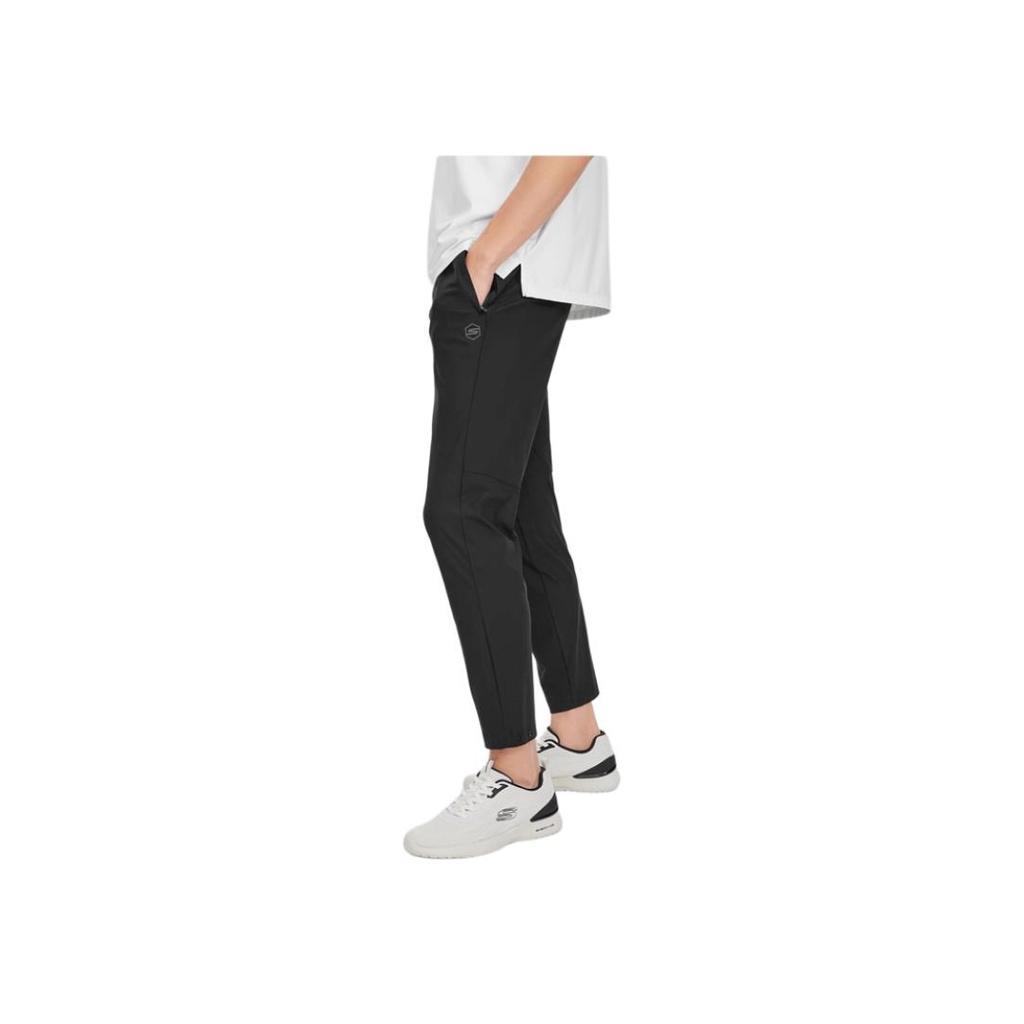 Skechers Solid Color Mid-Rise Comfortable Breathable Straight-Leg Sports Pants Men bottoms Carbon-Black P224M014-0018