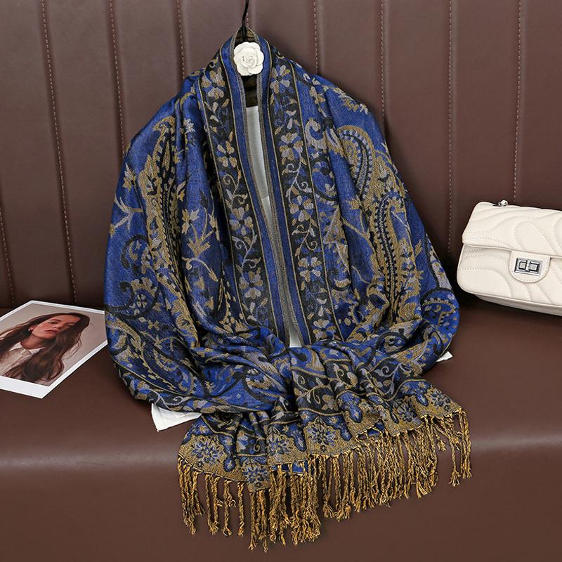 Luxury Winter Cashmere Shawl Lady Wrap Warm Autumn Scarves Design Print Female Foulard Cotton Stoles Scarf