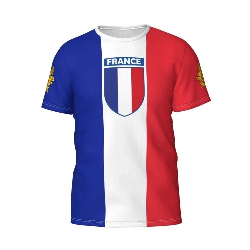France Flag Badge 3D Printed T-shirts Fashion Graphic T Shirts French Football Summer Tops Breathable Sports Tees