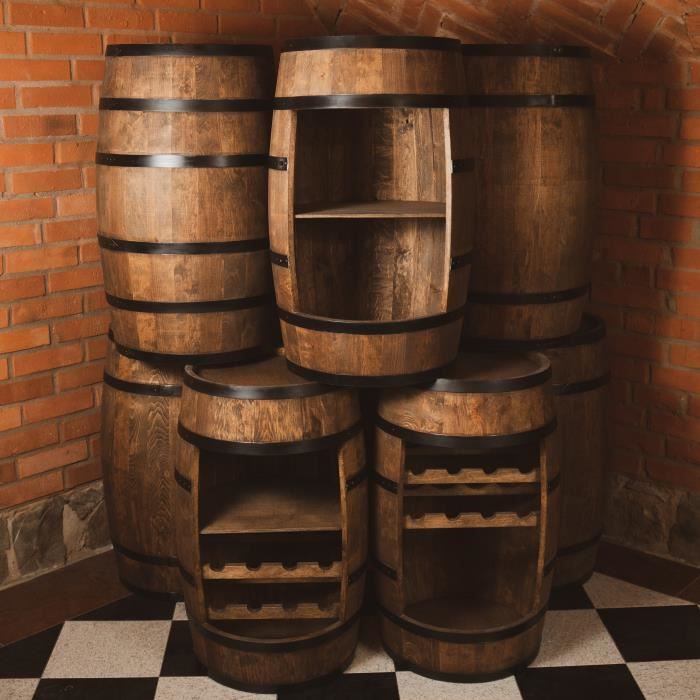 Casier À Vin - Creative Cooper - Tonneau En Bois - 80cm - 40 Bouteilles - Wengé