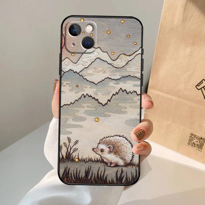 Kawaii Hedgehog Heart Cute Phone Case For iPhone 17 Air 16 15 13 11 12 14 Pro Max 13 12 mini 15 16 Plus 16e Cover Coque