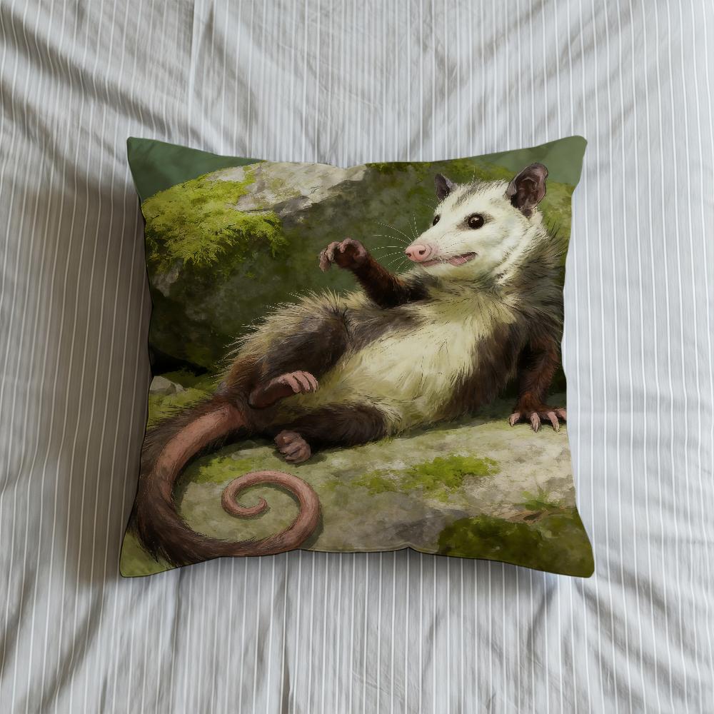 Cushion Cover Soft Case Sofa Living Room Home Modern Comfortable Office Print Decor Opossum Protective Pillow