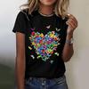 Women's Casual Floral Print Short Sleeved T-shirt With Round Neck  Top