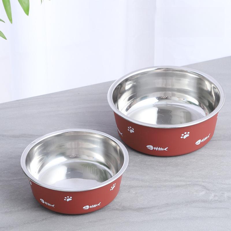 New Double-layer Thickened Suction Cup Dog Bowl Non-slip Pet Bowl Stainless Steel Dog Bowl Cat Bowl