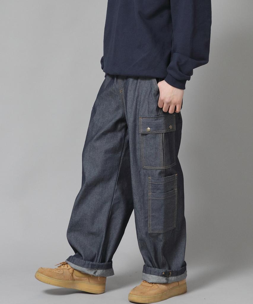 Seinteukeulu Double Cargo String Jogger Pants Dcj-338 Denim Light Indigo