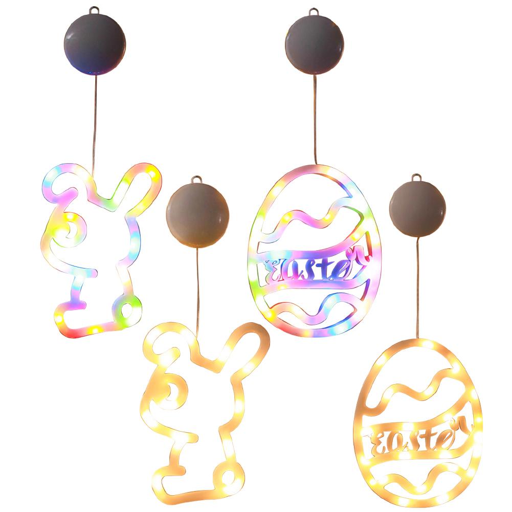 1-4PCS Easter Window Light Bunny Eggs Hanging Light Festival Indoor Atmosphere String Lights For Easter Window Decoration 2025