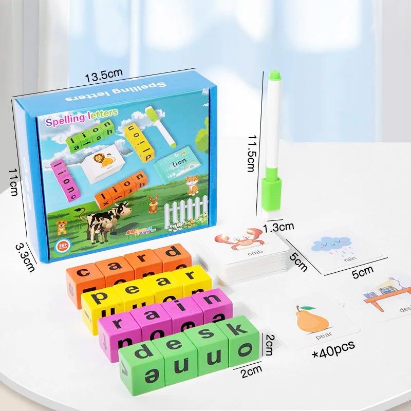 Wooden Spell Word Montessori Toy Letter Cognitive Challenge Memory Arithmetic Number Learning Educational Toy for Children