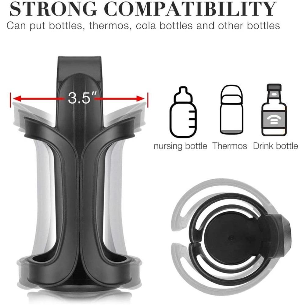 Bicycle Water Bottle Holder, Black, Set of 2, Bicycle Cup Holder, 360-degree Rotating Cycling Water Bottle Holder