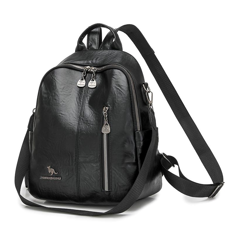 PU Backpack Women s Retro Dual-Use Shoulder Bag Large Capacity Travel Commuter Backpack