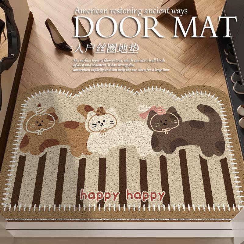 Cartoon Sausage Dog Entrance Door Floor Mat, The Entrance Can Be Cut, Dirt-Resistant Foot Mat, Household Door Anti-Skid Silk Ring Floor Mat