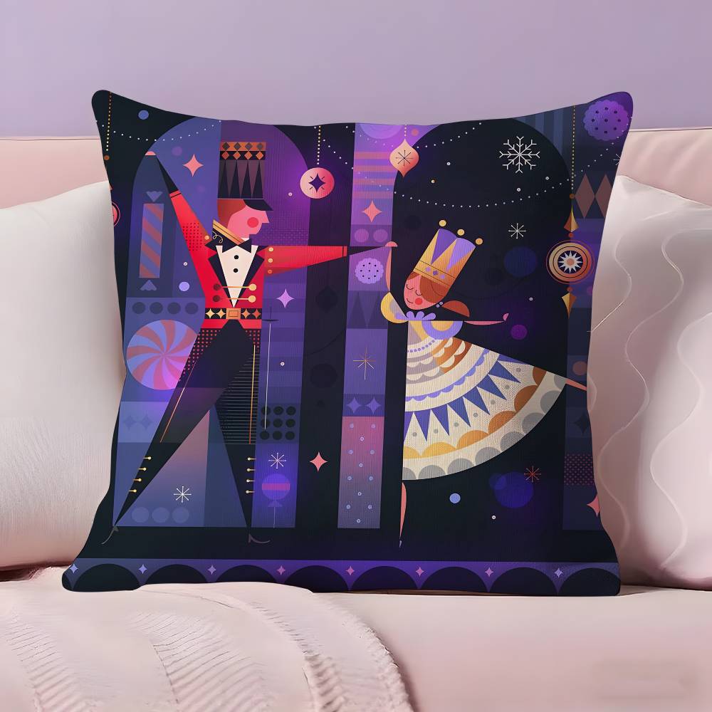 Nutcracker Soldier Christmas Pillow Case Anti-dustmite Pillowcase Invisible Zipper Silky Short Plush Sofa Cushion Cover