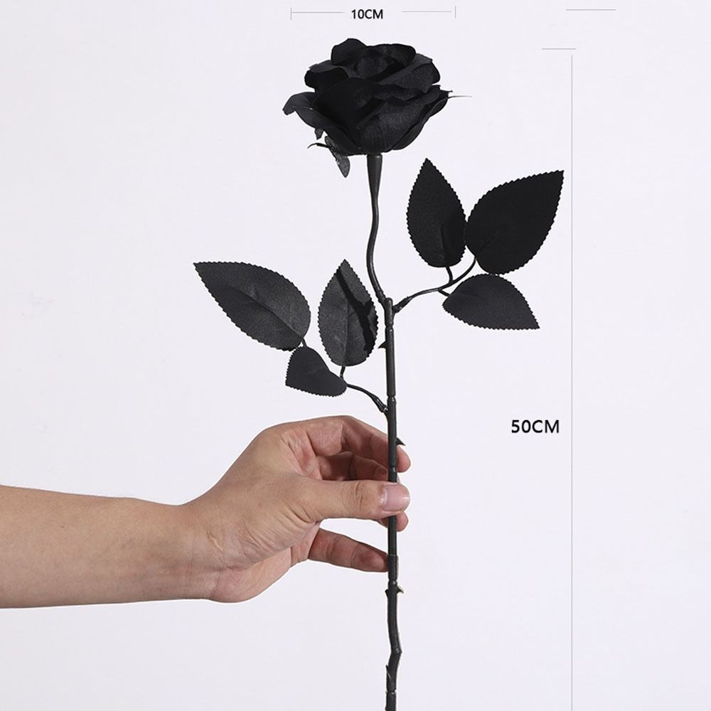 Pure Black Simulation Rose Bouquet Gothic Style Fake Rose Flower Halloween Ghost Festival Gift
