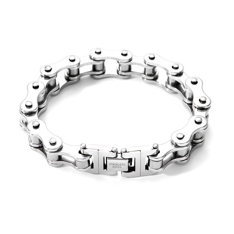 1Pcs Men'S Stainless Steel Bracelet Creative Imitation Bicycle Chain Bracelet Trendy Punk Style Daily Wear Accessories