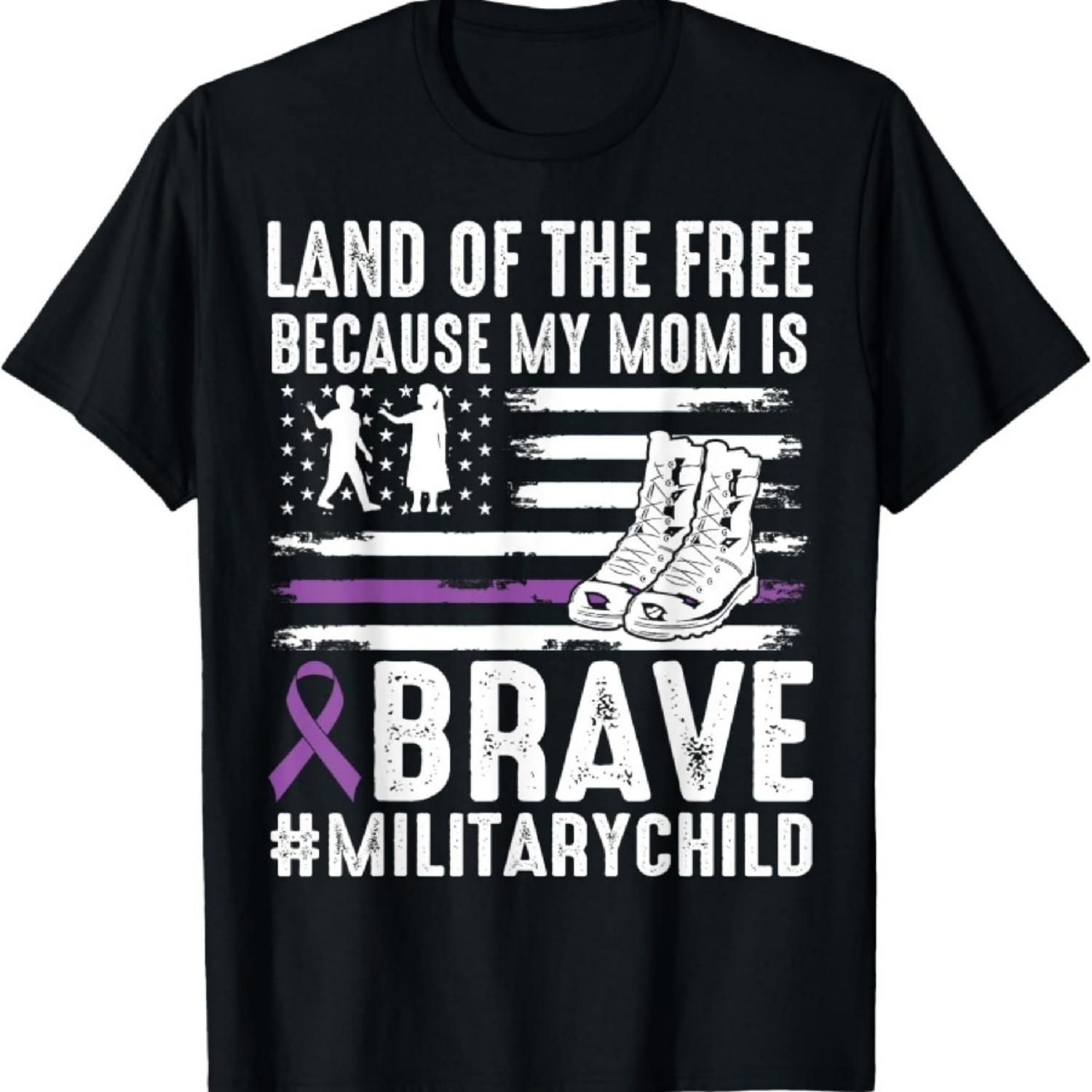 Land of The Free Because My Mom Brave Proud Military Child T-Shirt XXXXXL чёрный