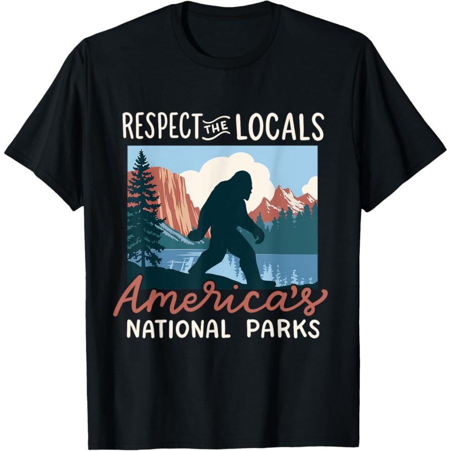 Respect The Locals America s National Parks Retro Bigfoot T-Shirt S