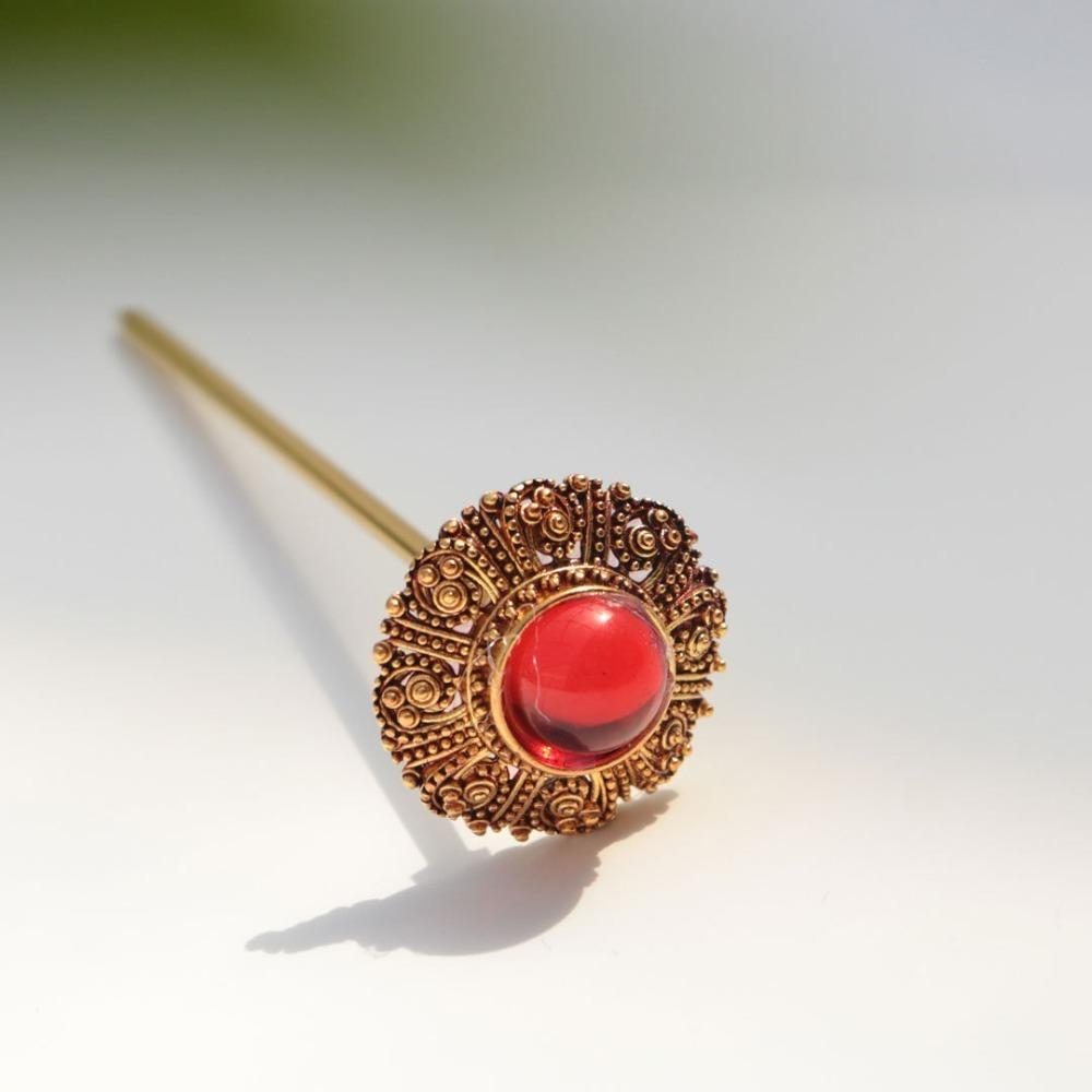 Hollow Out Thai Hair Stick Flower Gold Hair Fork Vintage Dai Style Hairpin  Hair Styling Accessory