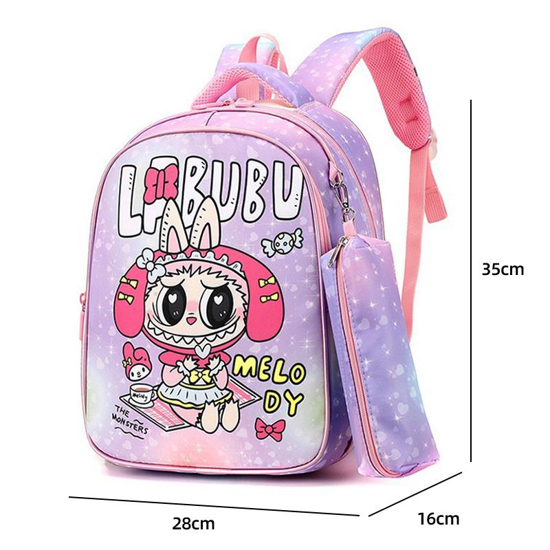 The New LABUBU Children's Schoolbag Cute Cartoon Pencil Case Backpack Boys and Girls Primary School Students First and Second Grade Backpack