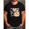 Halloween Rock Graphic Tshirt Skeleton Hand Pumpkin Music Party Tee For Men