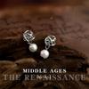 Wind Strand Empty Ball Pearl Stud Earrings Geometric Winding Niche Design Earrings Women