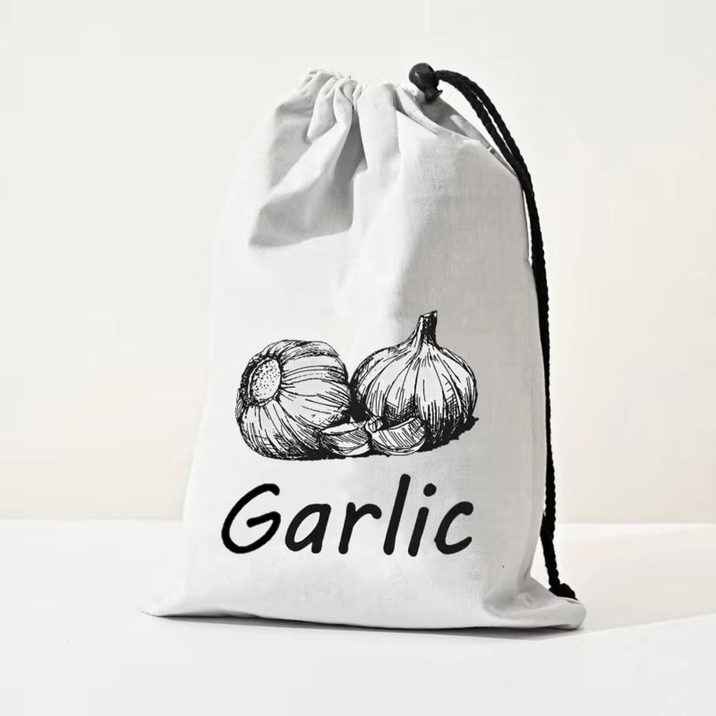 Canvas Drawstring Storage Bag Kitchen Produce Storage Bag Reusable Grocery Tote Bag Vegetable Storage Pouch Non-Woven Fabric Bag