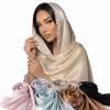 Shiny Floral Hijab Lightweight Lace Trim Shawl Soft Sheer Veil Prayer Wear