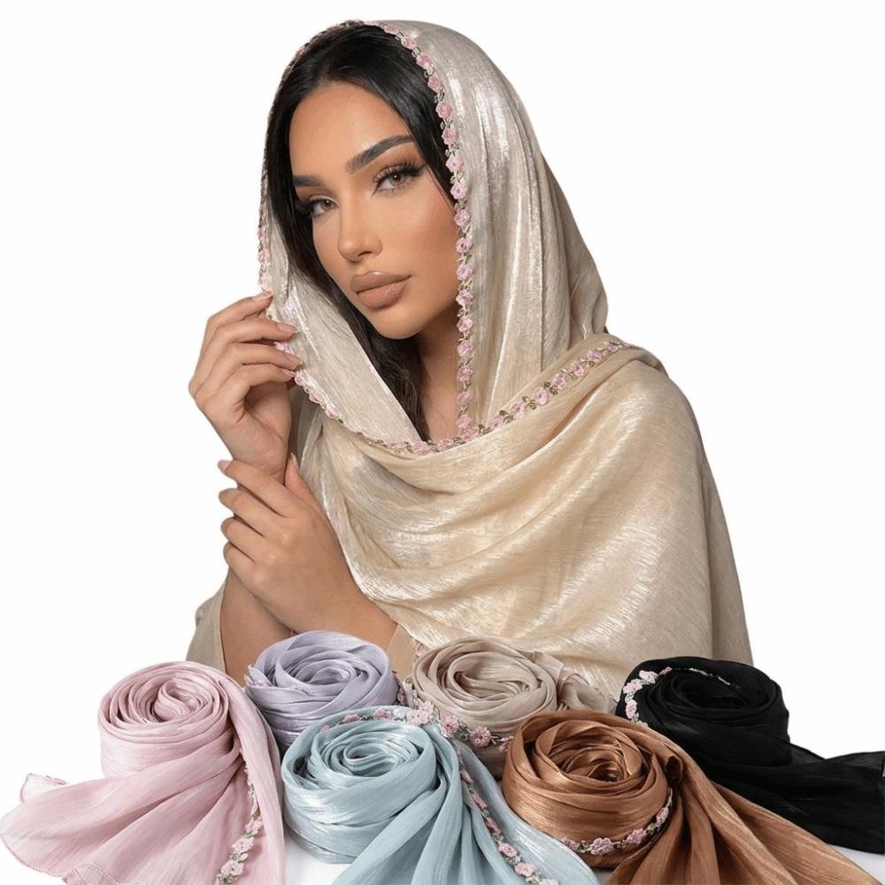 Shiny Floral Hijab Lightweight Modest Wrap Soft Women’s Headscarf Modest Fashion