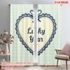2pcs 2D Flat Printing Party Curtains Lucky Year Heart Bow Polyester Without Electricity 0 Use for Booths Studio Props