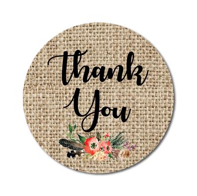 Darling Souvenir 45 Pcs Round Scarlet Windflower & Feather Thank You Stickers DIY-1.6