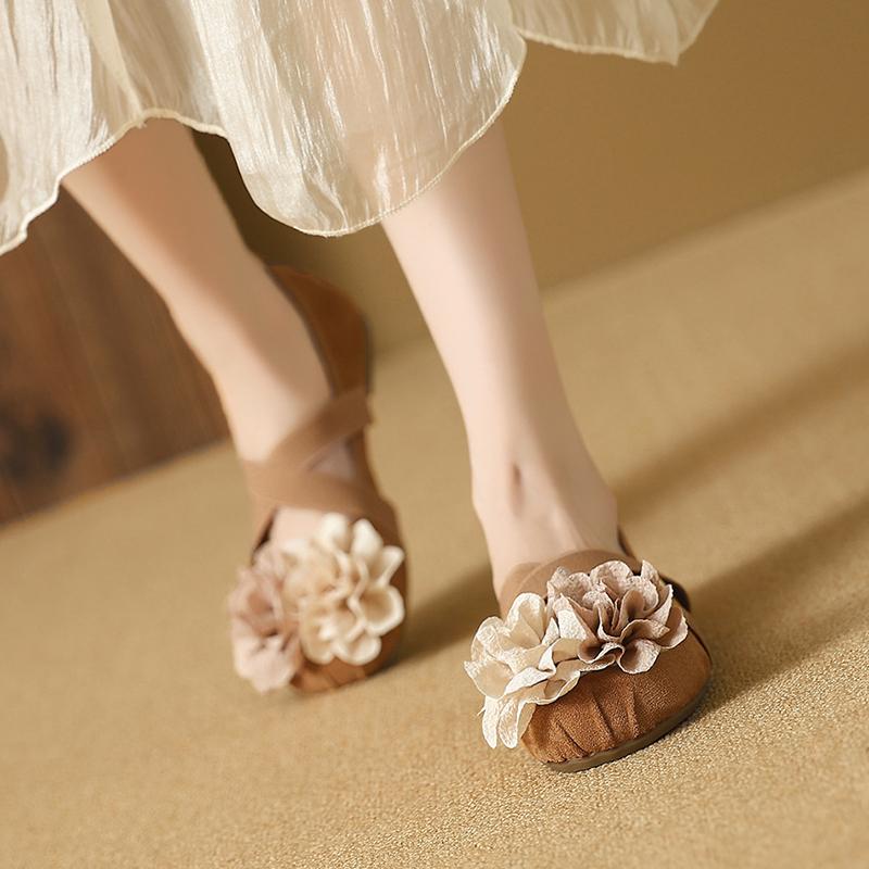 Suede Flowers Casual Flats Summer New Ladies Bags on Sale 2025 High Quality Slip-on Solid Sweet Flats Sapatos Planos