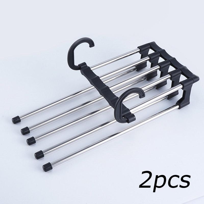 5 In 1 Stainless Steel Pants Rack Wardrobe Storage Adjustable Magic Trouser Hangers Multifunction Towel Shelves Closet Organizer